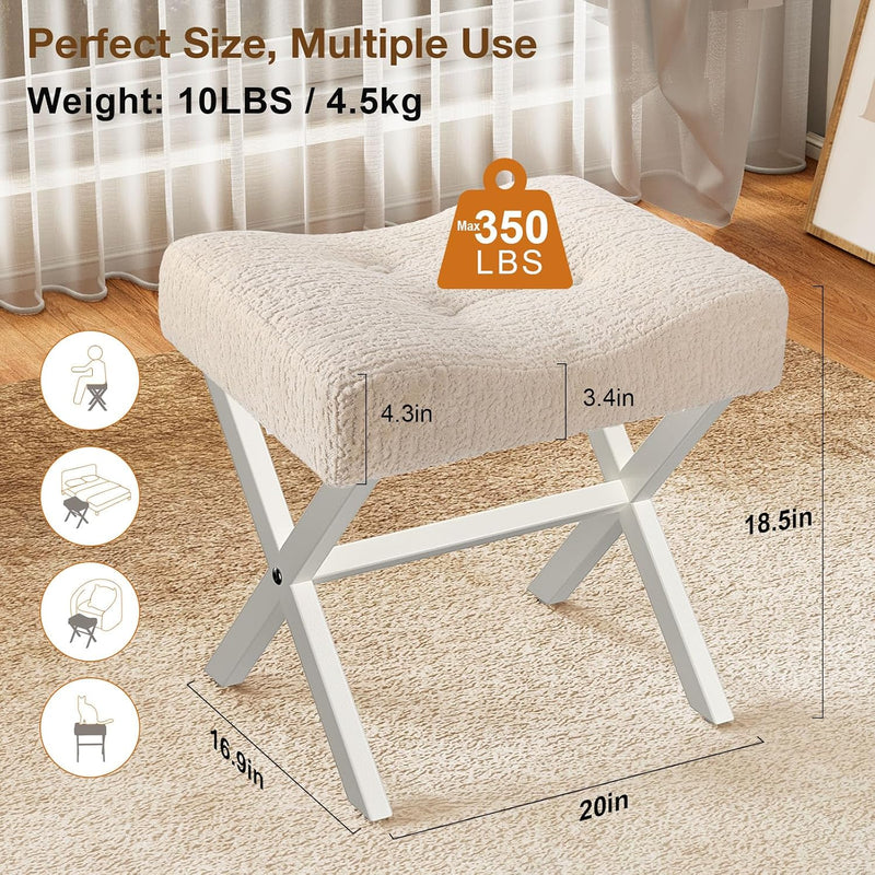 18-Inch Large Vanity Stool Chair Bench with Metal