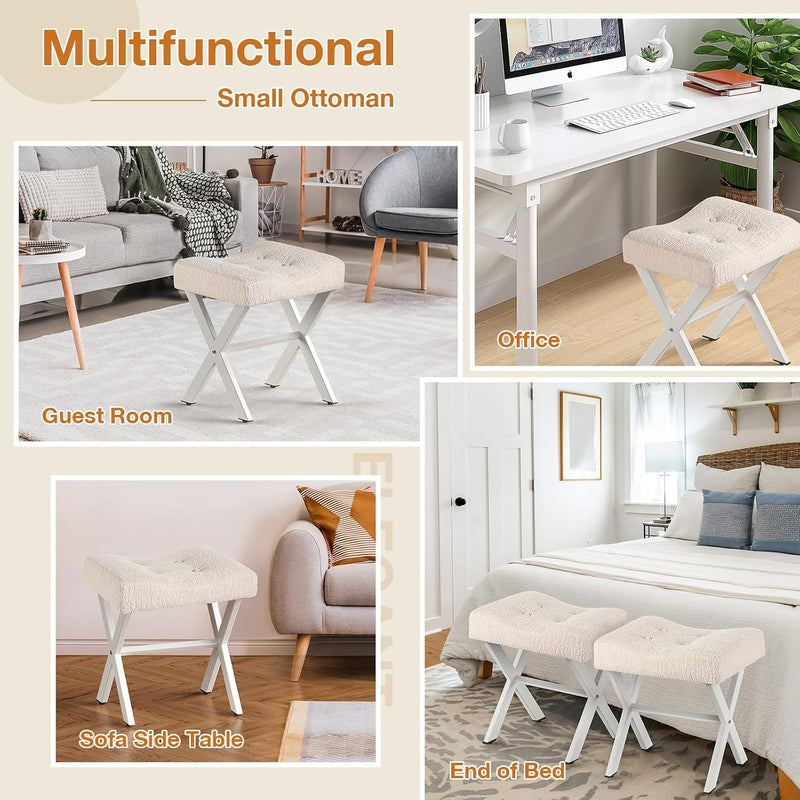 18-Inch Large Vanity Stool Chair Bench with Metal