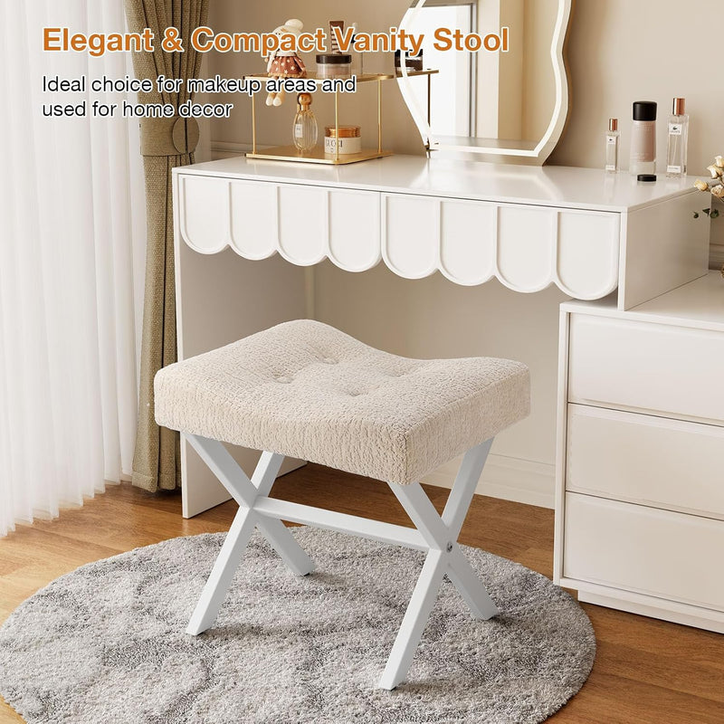 18-Inch Large Vanity Stool Chair Bench with Metal