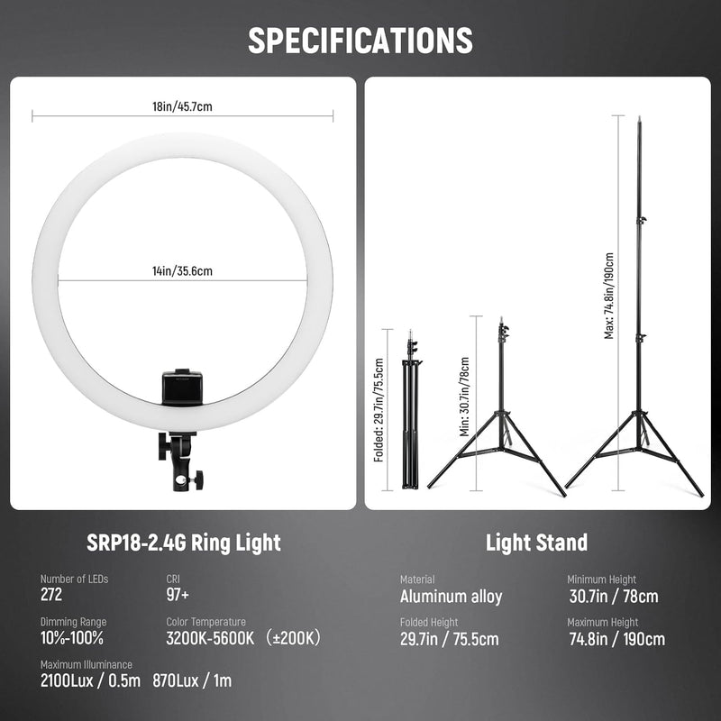 18" LED Ring Light with Tripod Stand Phone