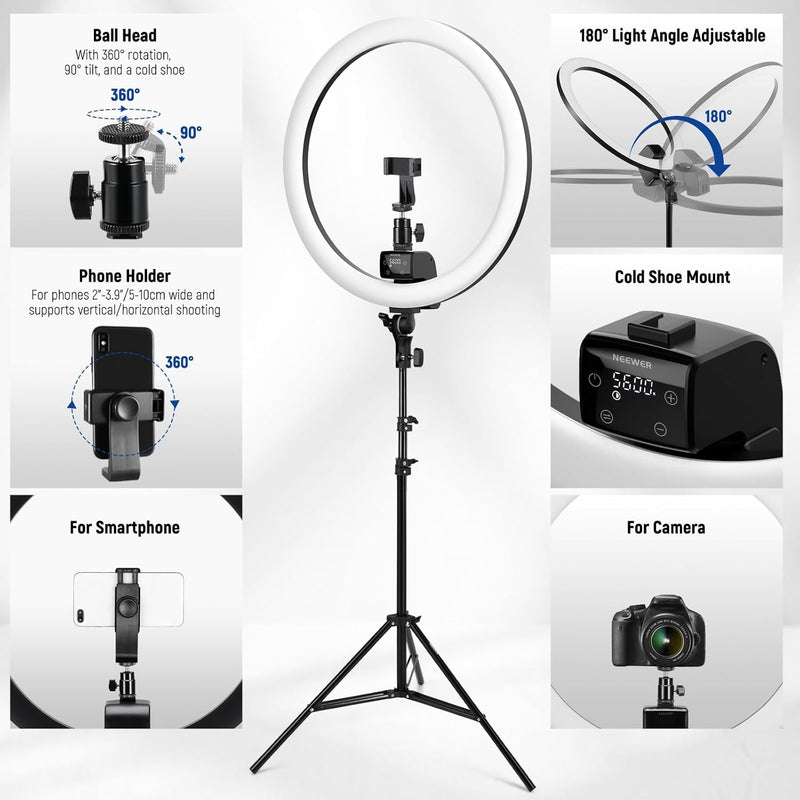 18" LED Ring Light with Tripod Stand Phone