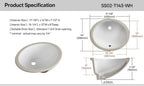 18-Inch Rectangle Undermount Bathroom Sink Porcelain Ceramic