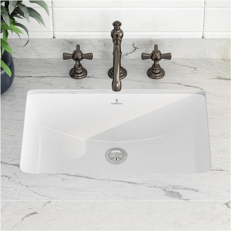 18-Inch Rectangle Undermount Bathroom Sink Porcelain Ceramic