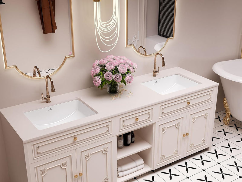 18-Inch Rectangle Undermount Bathroom Sink Porcelain Ceramic