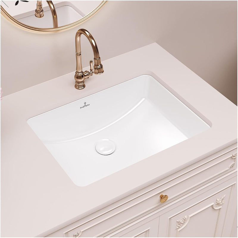 18-Inch Rectangle Undermount Bathroom Sink Porcelain Ceramic