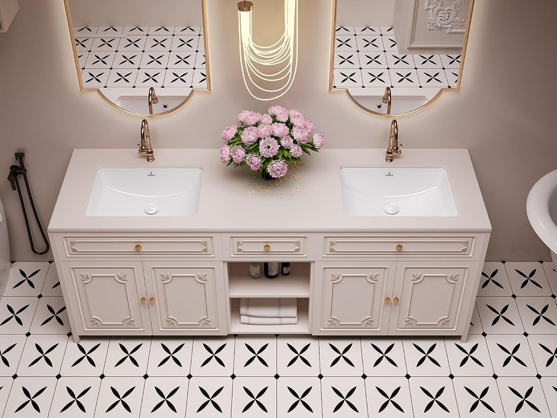 18-Inch Rectangle Undermount Bathroom Sink Porcelain Ceramic