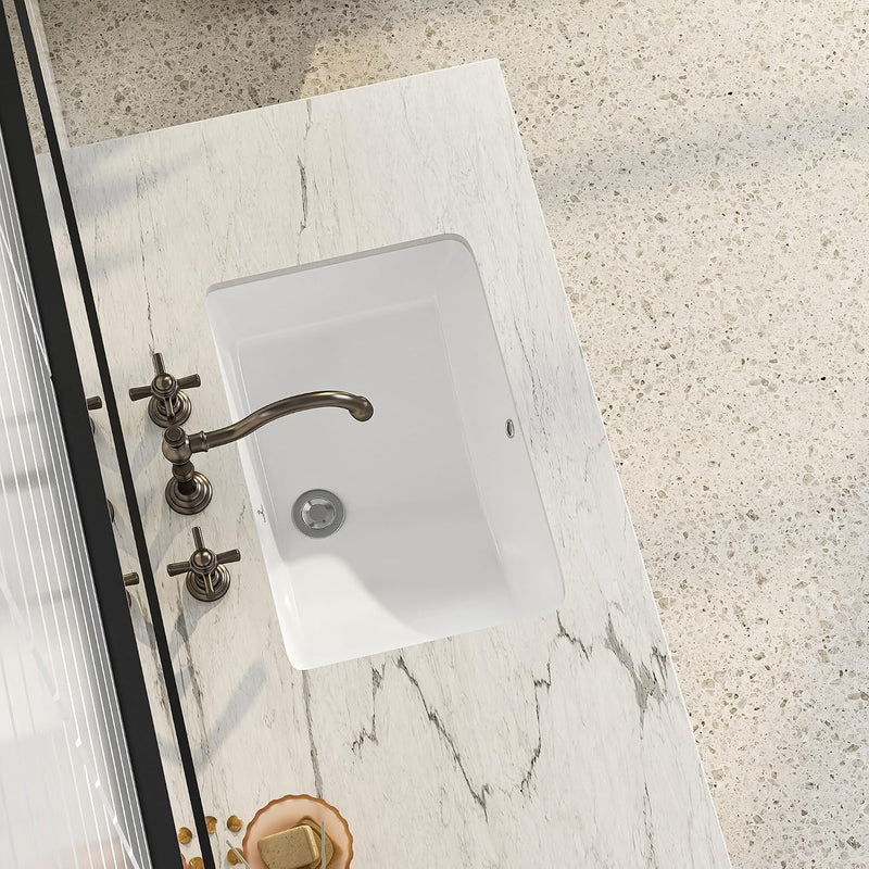 18-Inch Rectangle Undermount Bathroom Sink Porcelain Ceramic