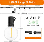 180FT 54m Outdoor Festoon Lights LED String Garden
