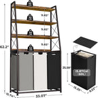 180L Laundry Basket 3 Compartments Hamper with 4
