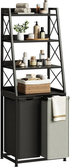 180L Laundry Basket 3 Compartments Hamper with 4