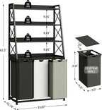 180L Laundry Basket 3 Compartments Hamper with 4