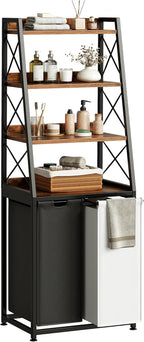 180L Laundry Basket 3 Compartments Hamper with 4