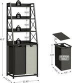 180L Laundry Basket 3 Compartments Hamper with 4