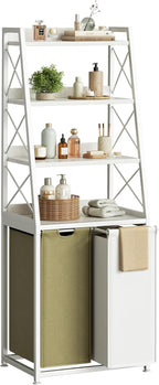 180L Laundry Basket 3 Compartments Hamper with 4