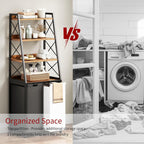 180L Laundry Basket 3 Compartments Hamper with 4