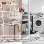180L Laundry Basket 3 Compartments Hamper with 4