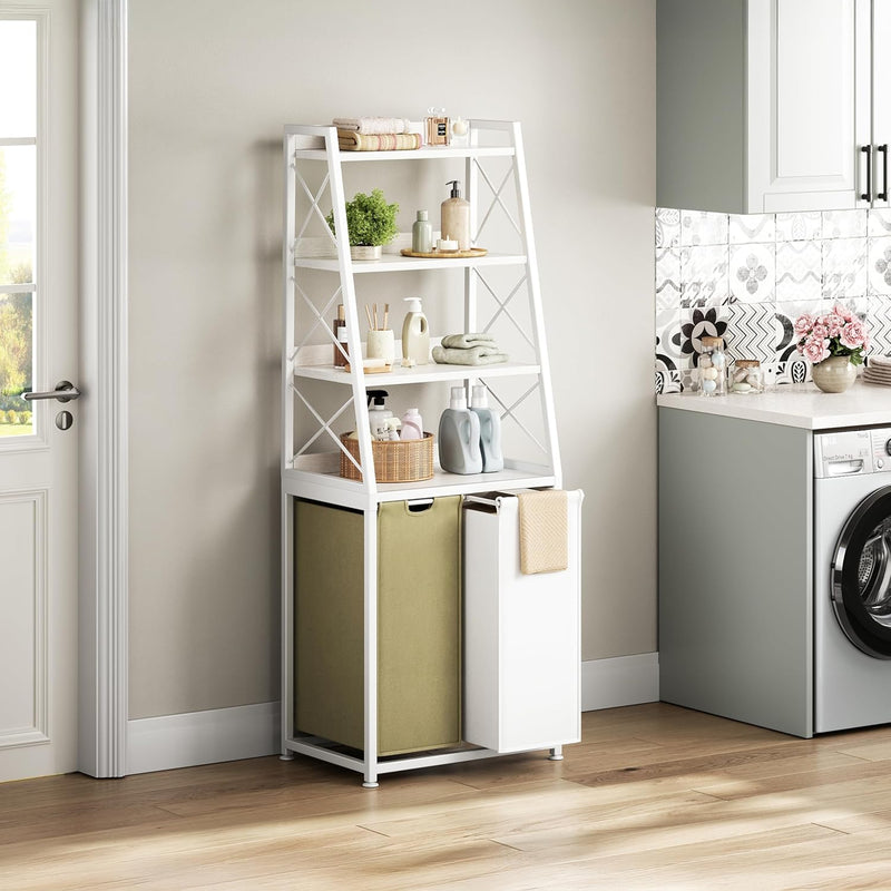 180L Laundry Basket 3 Compartments Hamper with 4
