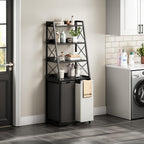180L Laundry Basket 3 Compartments Hamper with 4