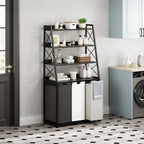 180L Laundry Basket 3 Compartments Hamper with 4