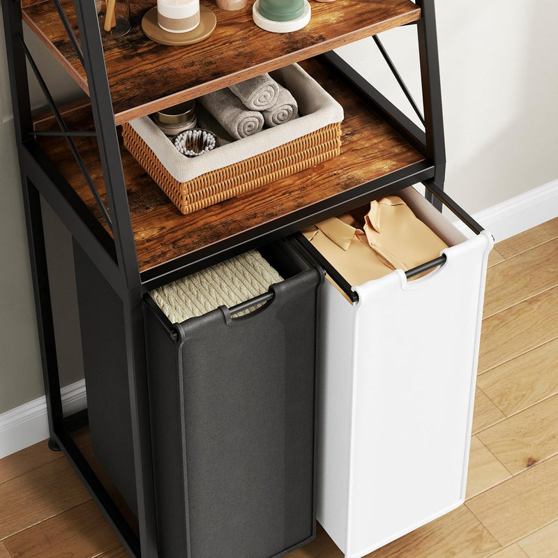 180L Laundry Basket 3 Compartments Hamper with 4
