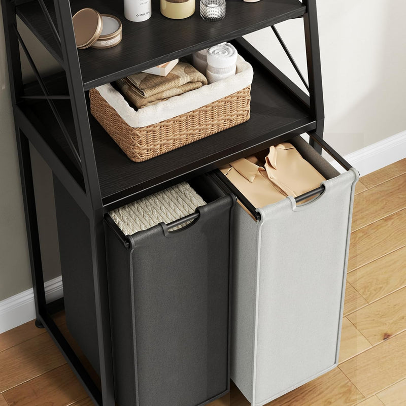 180L Laundry Basket 3 Compartments Hamper with 4
