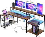 181CM L-Shaped Gaming Desk with RGB LED Lights