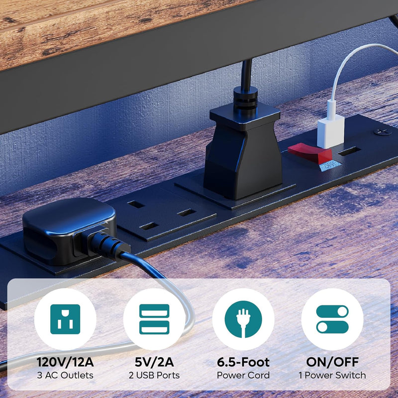 181CM L-Shaped Gaming Desk with RGB LED Lights