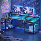 181CM L-Shaped Gaming Desk with RGB LED Lights