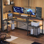 181CM L-Shaped Gaming Desk with RGB LED Lights