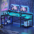 181CM L-Shaped Gaming Desk with RGB LED Lights