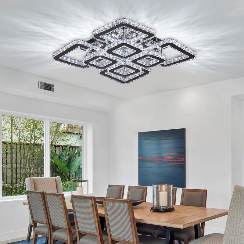 19.6-Inch Crystal Chandelier 8-Light LED Ceiling Light Cool