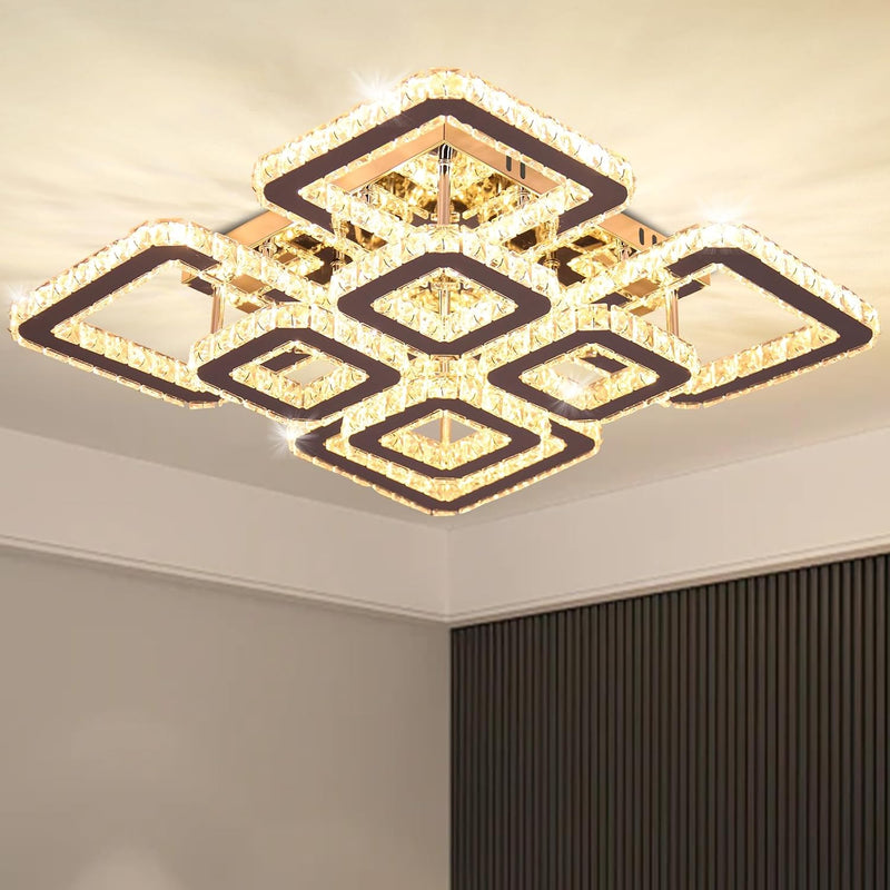 19.6-Inch Crystal Chandelier 8-Light LED Ceiling Light Cool