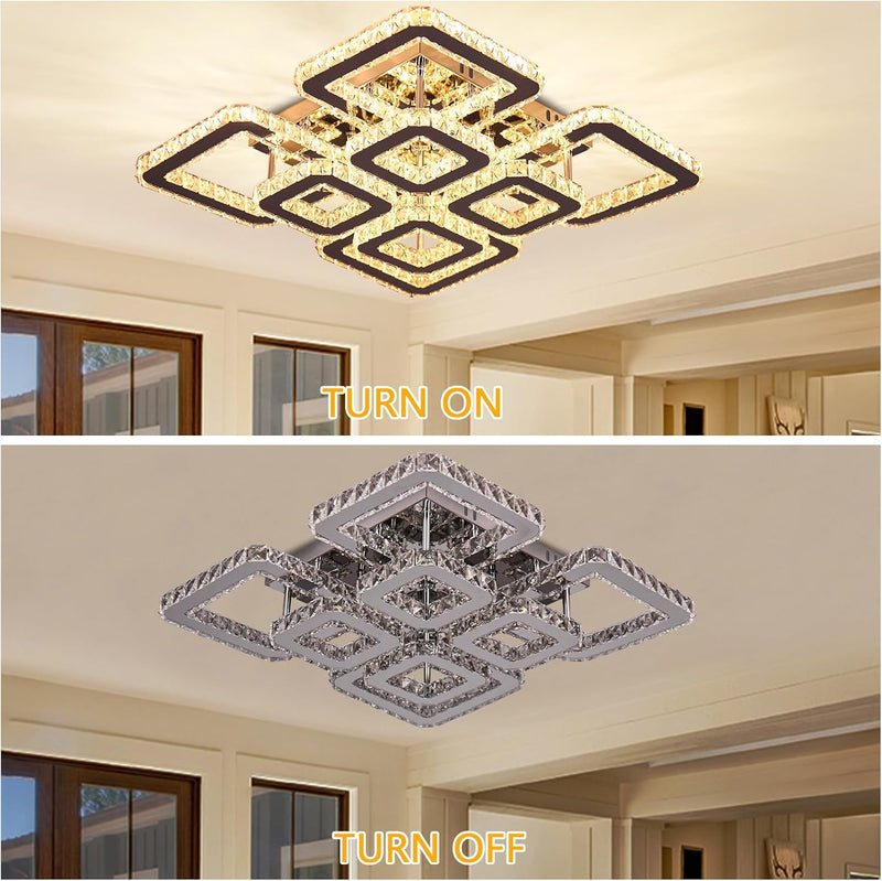 19.6-Inch Crystal Chandelier 8-Light LED Ceiling Light Cool