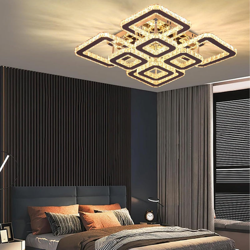 19.6-Inch Crystal Chandelier 8-Light LED Ceiling Light Cool