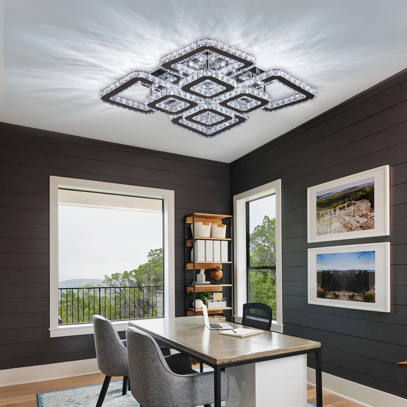 19.6-Inch Crystal Chandelier 8-Light LED Ceiling Light Cool