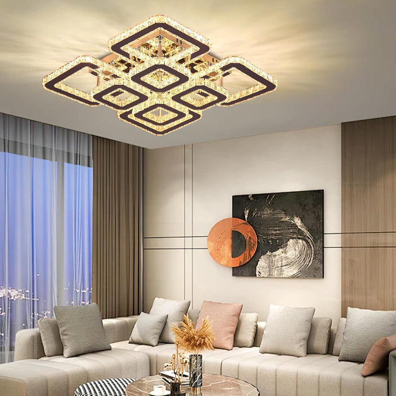 19.6-Inch Crystal Chandelier 8-Light LED Ceiling Light Cool