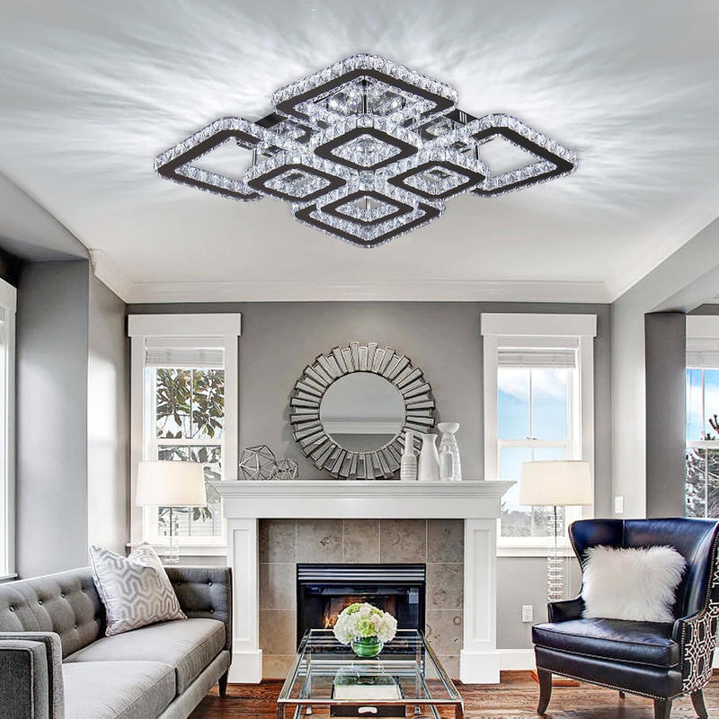 19.6-Inch Crystal Chandelier 8-Light LED Ceiling Light Cool