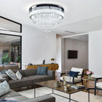 19.7" Crystal Flush Mount Chandelier Ceiling Light Cool