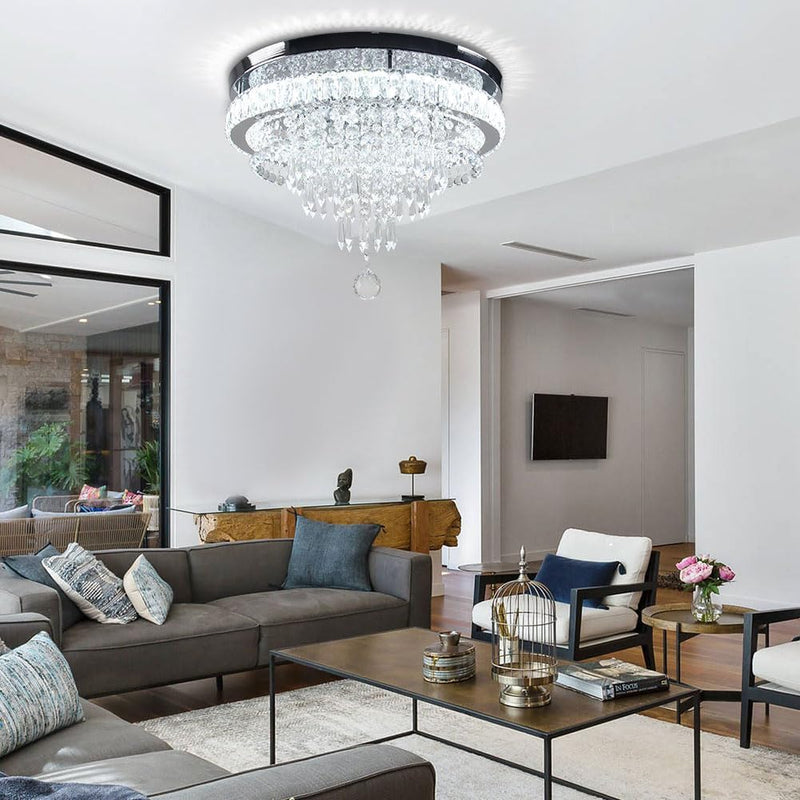 19.7" Crystal Flush Mount Chandelier Ceiling Light Cool