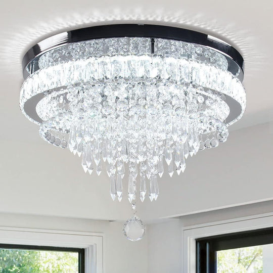 19.7" Crystal Flush Mount Chandelier Ceiling Light Cool