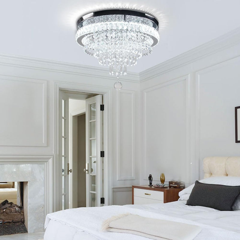 19.7" Crystal Flush Mount Chandelier Ceiling Light Cool