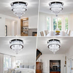 19.7" Crystal Flush Mount Chandelier Ceiling Light Cool