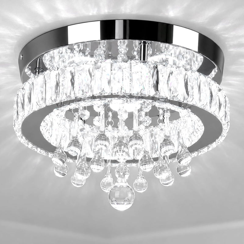 19.7" Crystal Flush Mount Chandelier Ceiling Light Cool