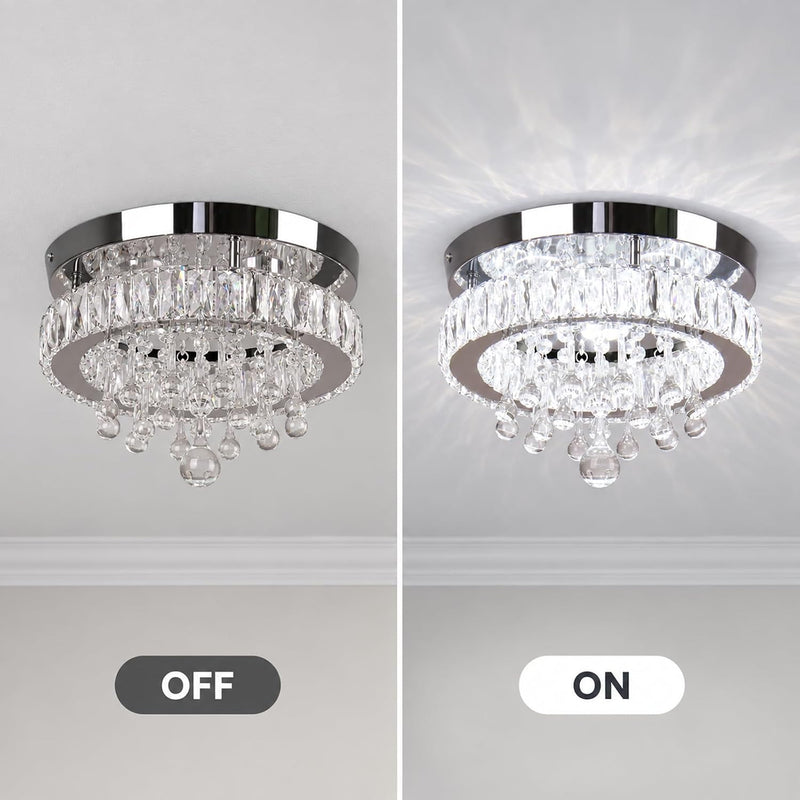 19.7" Crystal Flush Mount Chandelier Ceiling Light Cool