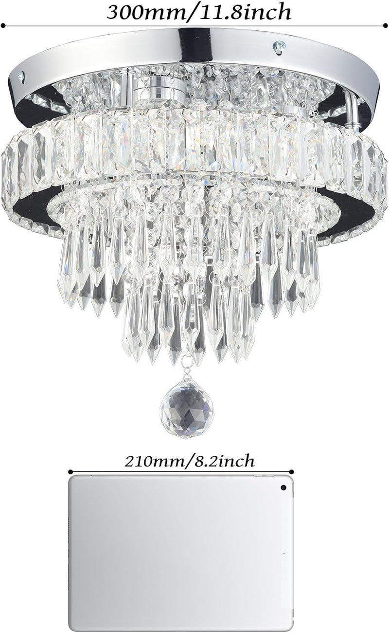 19.7" Crystal Flush Mount Chandelier Ceiling Light Cool