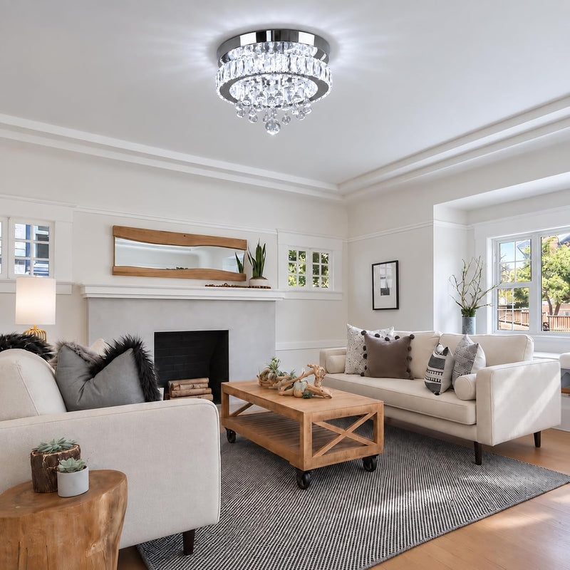 19.7" Crystal Flush Mount Chandelier Ceiling Light Cool
