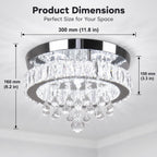 19.7" Crystal Flush Mount Chandelier Ceiling Light Cool