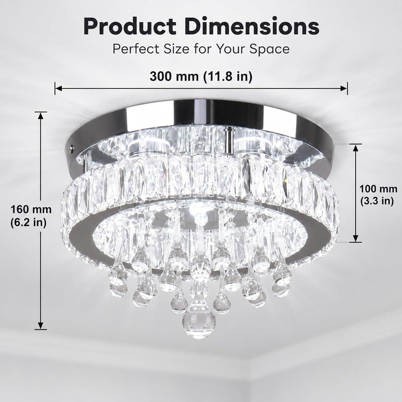 19.7" Crystal Flush Mount Chandelier Ceiling Light Cool