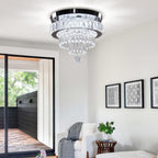 19.7" Crystal Flush Mount Chandelier Ceiling Light Cool
