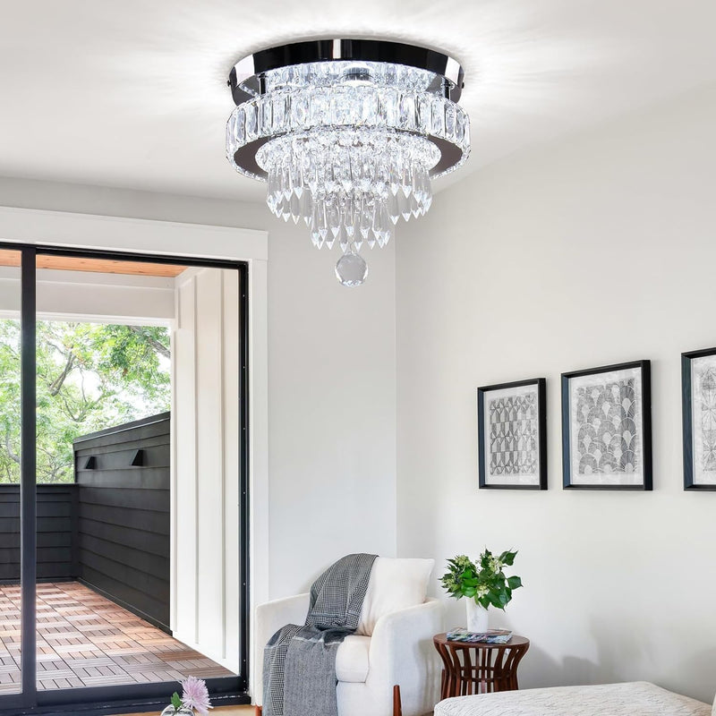 19.7" Crystal Flush Mount Chandelier Ceiling Light Cool
